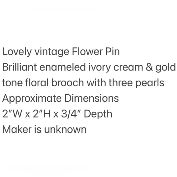 Vintage Brooch Ivory Enamel Pearl Gold Gilt MCM Estate Jewelry Flower Bud Pin - Picture 15 of 15